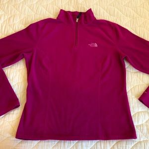 The North Face TKA 100 Lightweight Quarterzip Fleece, Size S/M - Magenta/Fuchsia